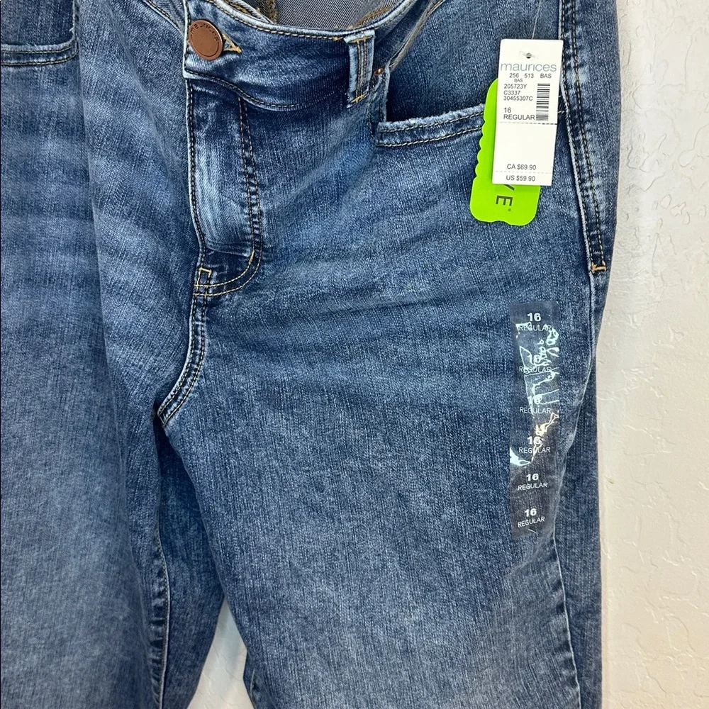 NWT Maurice’s Blue womens 16 high rise Jeans 27” ankle slim straight‎ stretch